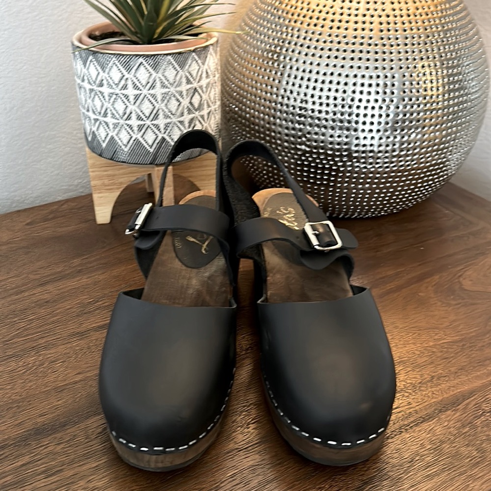 LOTTA FROM STOCKHOLM HIGHWOOD LEATHER CLOGS SIZE 8